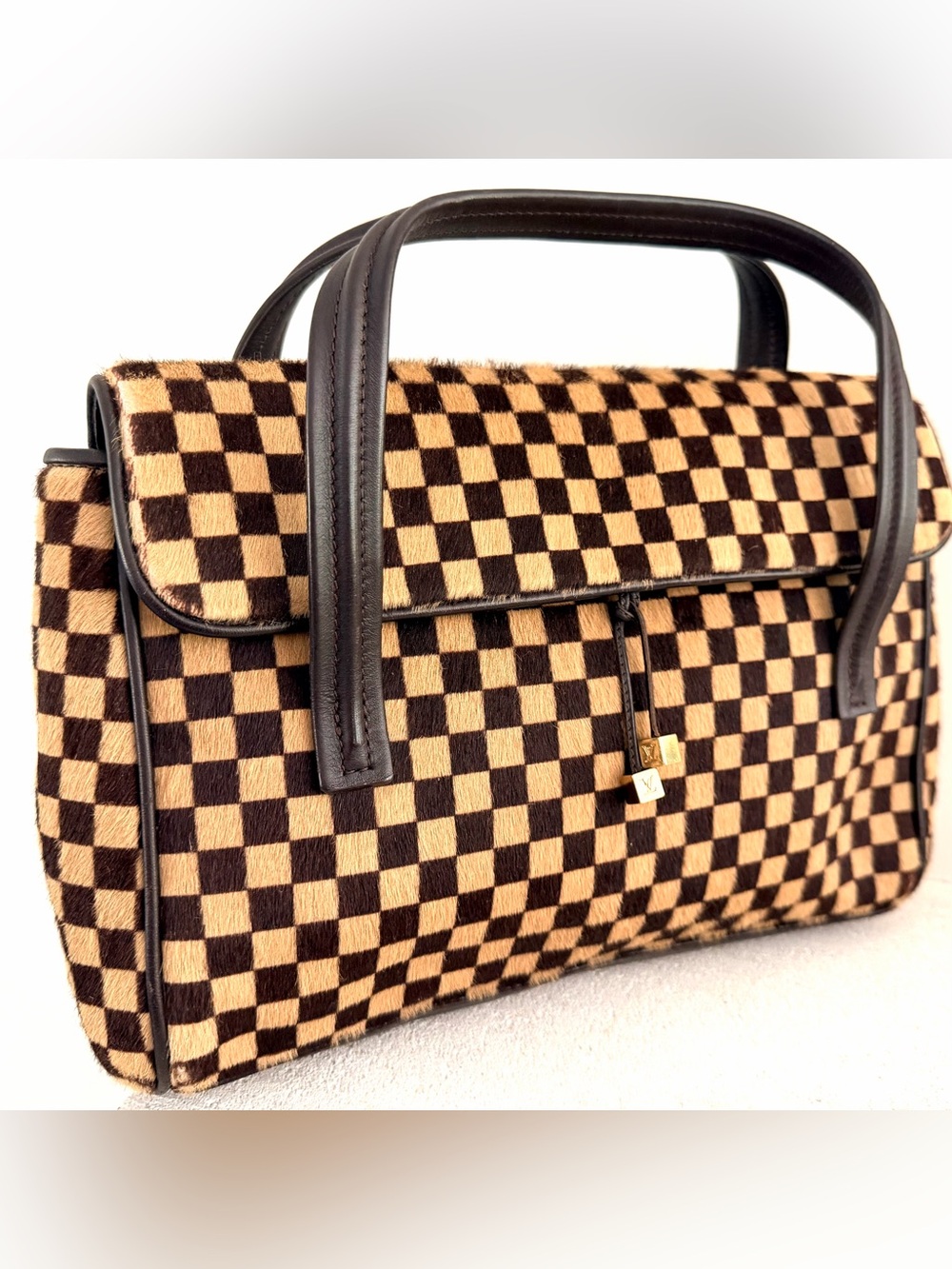 LOUIS VUITTON Damier Sauvage Lion M92131 Calf Hair Handbag Rare - Picture 4 of 16